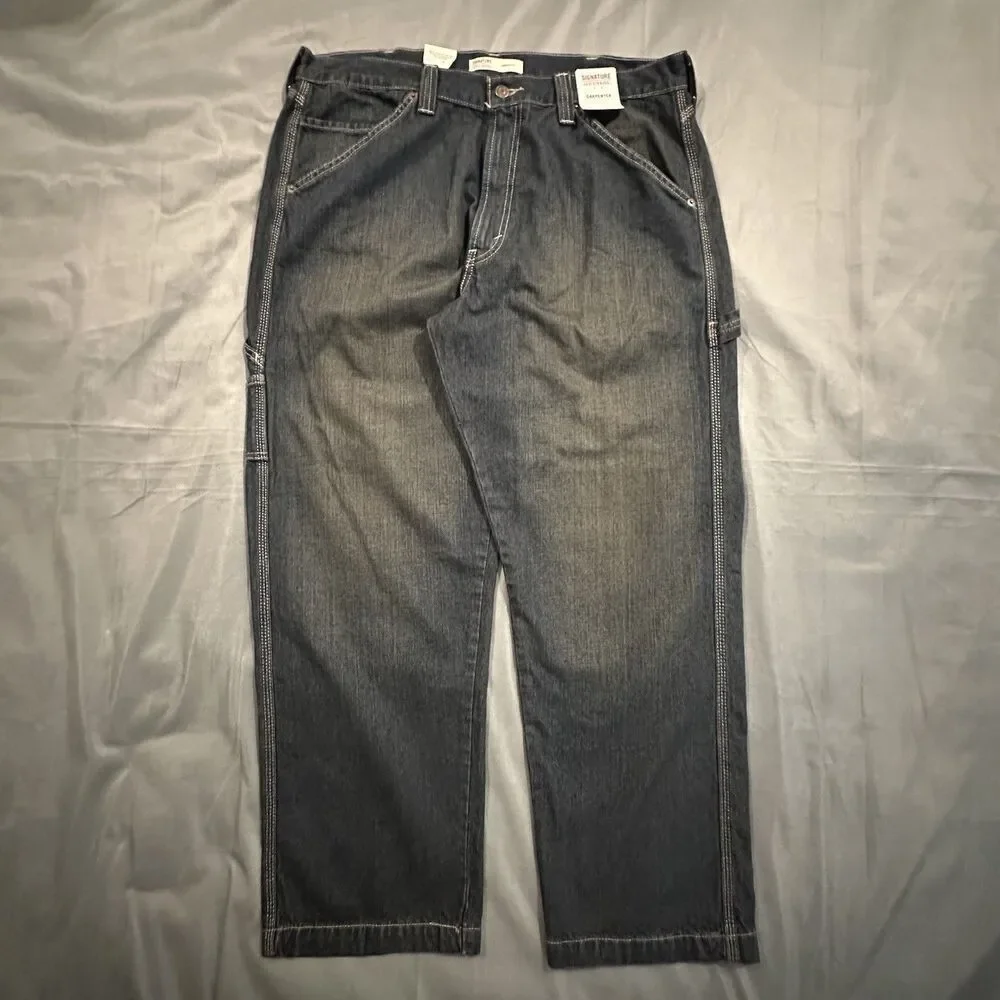 Levis Jeans Mens 38x30 Signature Strauss Carpenter Dark Wash Workwear Relaxed